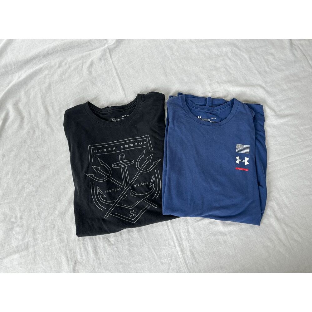 Men's Under Armour Tee Shirt Lot, Size Medium, Black/Blue - Picture 1 of 9